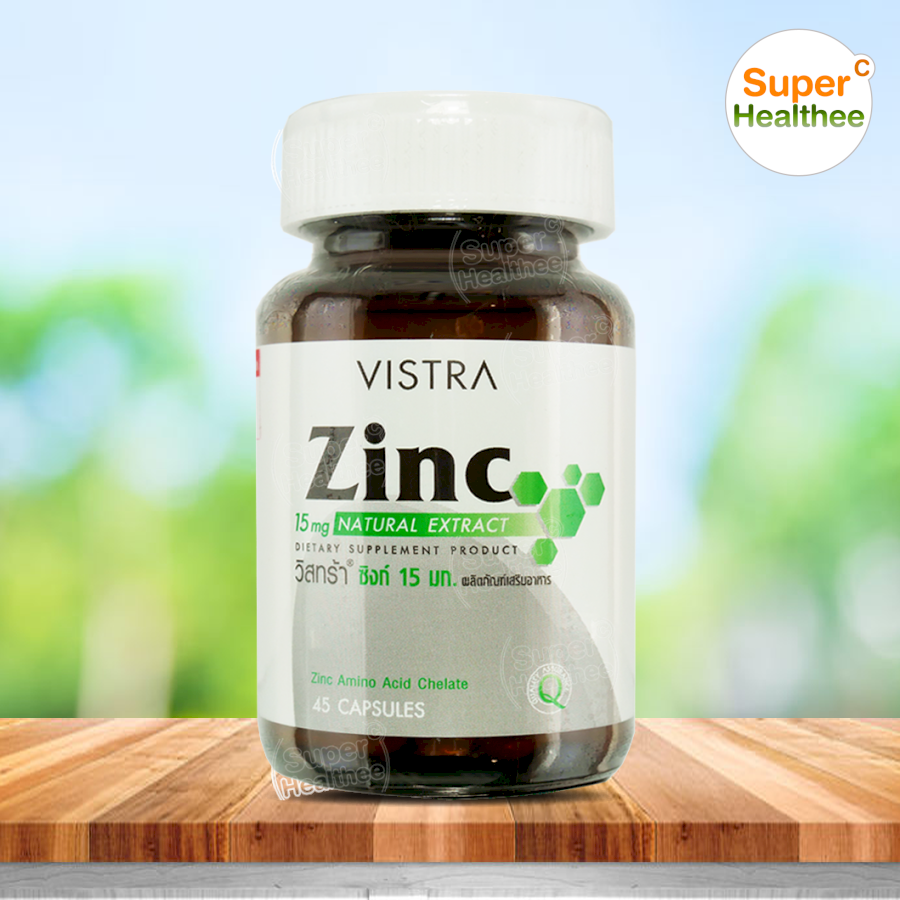 รายละเอียดเพิ่มเติมเกี่ยวกับ Vistra zinc 15mg 45 แคปซูล วิสทร้า ซิงก์