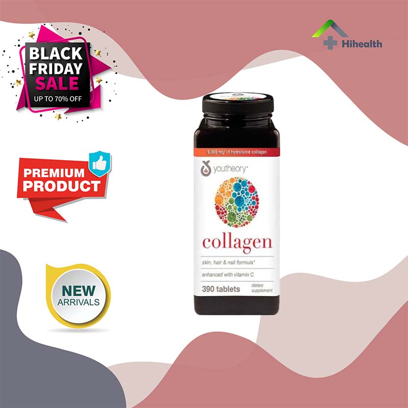 Hihealth สูตรใหม่ ! คอลลาเจน Youtheory Collagen Plus Biotin, 390 Tablets คอลลาเจนบำรุงผิว คอลลาเจนลดเลือนริ้วรอย