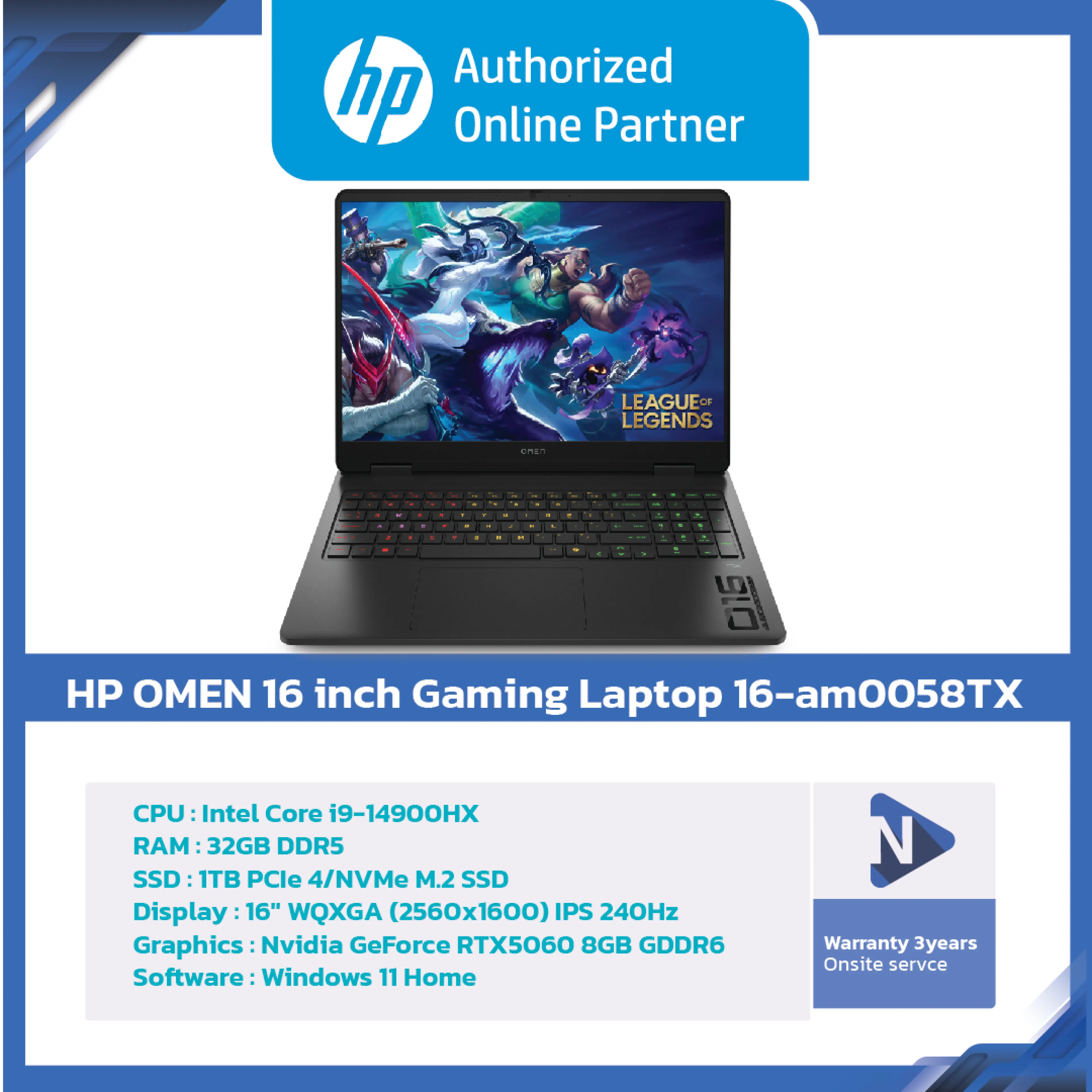 Hp Omen 16" Gaming Laptop 16-Am0058Tx (Bx7N0Pa)