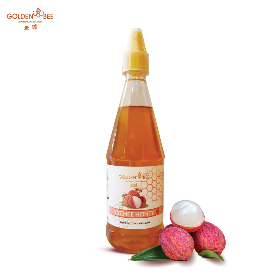 Lychee Flower Honey, Corked Lid, 600 G. Lychee Honey, Godlen Bee Brand, Chiang Mai Honey. ราคา 163 บาท*ส่งฟรี