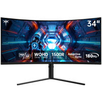KTC 34″ 3440x1440 จอภาพพีซี Ultrawide 180Hz พร้อมแผ่นรองเมาส์ WQHD HVA Curved 1500R 21:9 Adaptive Sync 1ms 4000:1 Tilt/Swivel/Pivot/ปรับความสูง HDMI DP2.0 DP1.4