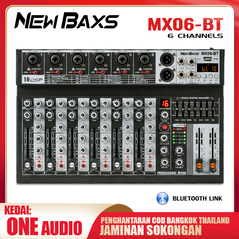 NewBaxs 16dsp effect USB Bluetooth/MP3 amplifier KTV amplifier original amplifier 6-channel Professional mixer sound mixer mx06bt ราคา 1,380 บาท*ส่งฟรี
