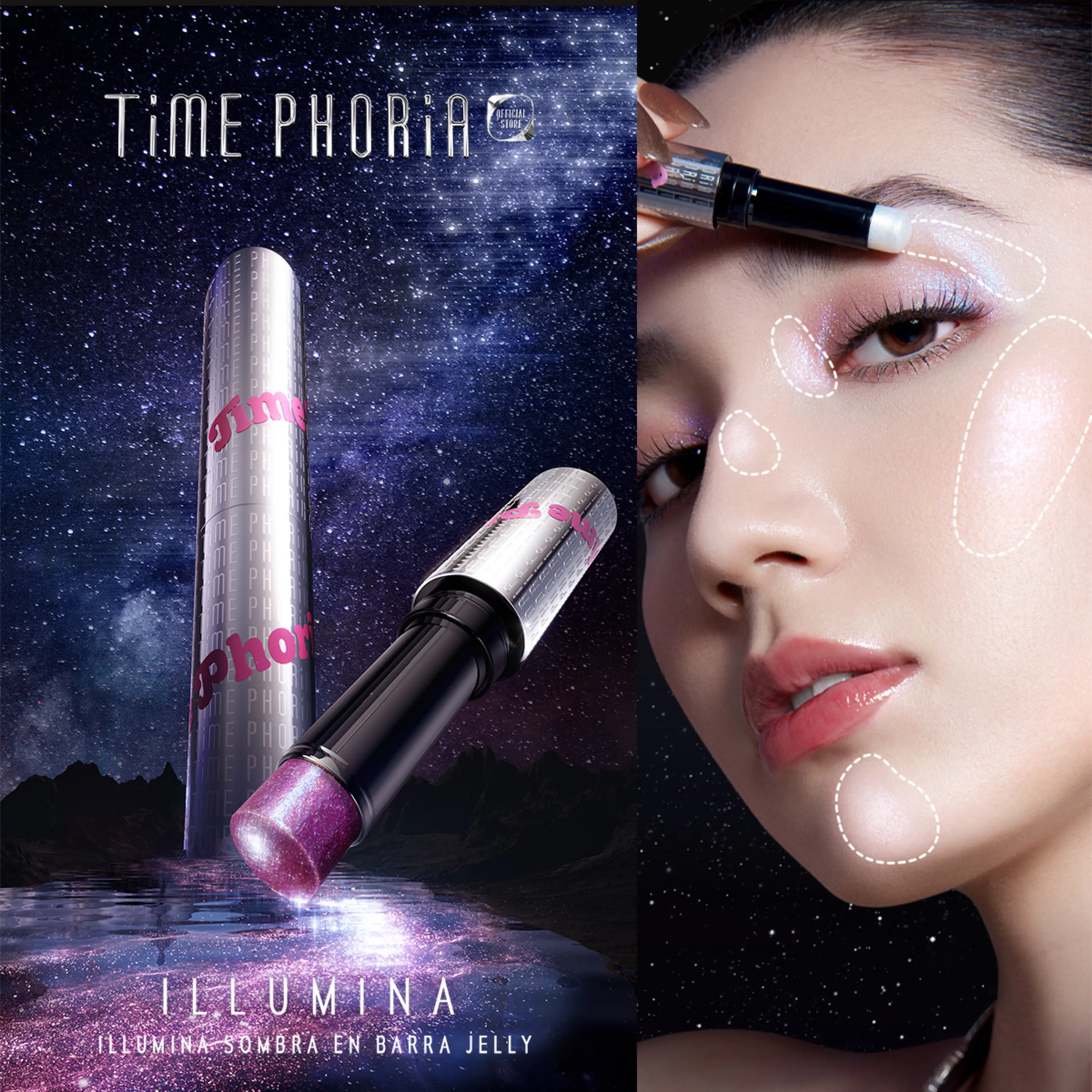 Time Phoria Illumina Jelly Eyeshadow Stick, Dolly Eye Eyeshadow, Soft Jelly Texture, Clear Color, Long-Lasting, Shimmering and Doesn'T Fall Off.