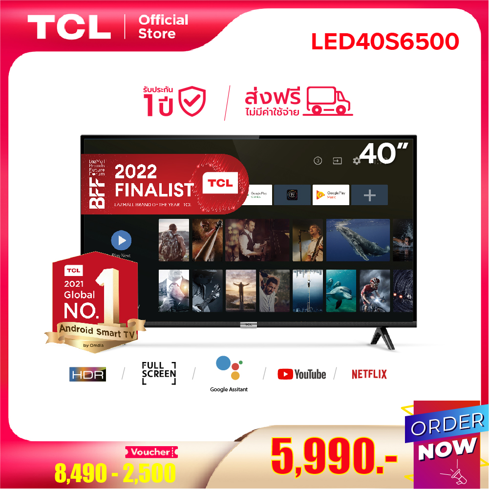 ANDROID TV 40 FHD HOT ITEMS l TCL TV 40 inches Smart TV LED Wifi Full HD 1080P Android TV 11.0 (Model 40S6500)-HDMI-USB-DTS-google assistant & Netflix &Youtube- 1.5G RAM+8GROM Voice Search
