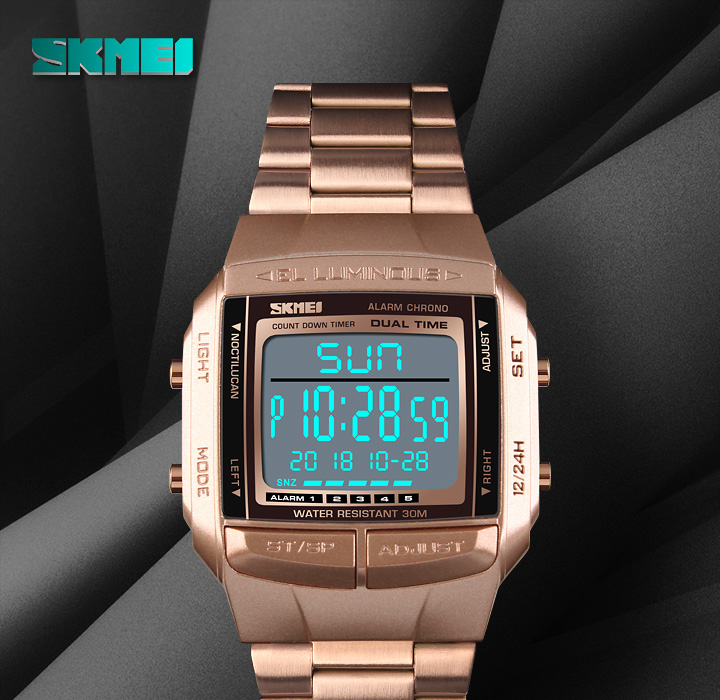 ข้อมูลเพิ่มเติมของ SKMEI 1381 นาฬิกาข้อมือผู้ชาย สายสแตนเลส เขตเวลาคู่ นับถอยหลัง ธุรกิจ นาฬิกากันน้ำ