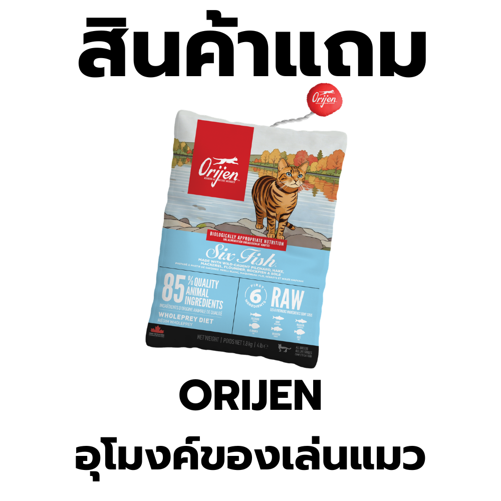 อุปกรณ์และอาหารสัตว์เลี้ยง Orijen สินค้าแจกฟรี: อุโมงค์ของเล่นแมว ราคา 99,999 บาท*ส่งฟรี
