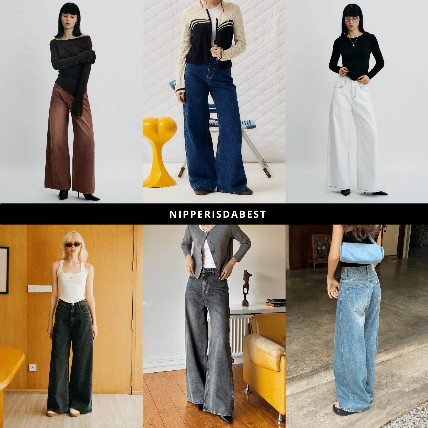 [Does Not Accept Returns of Pants] Nipperisdabest Brooklyn Wide-Leg Denim Jeans, Wide Straight Cut. # Npj700 ราคา 1,290 บาท*ส่งฟรี