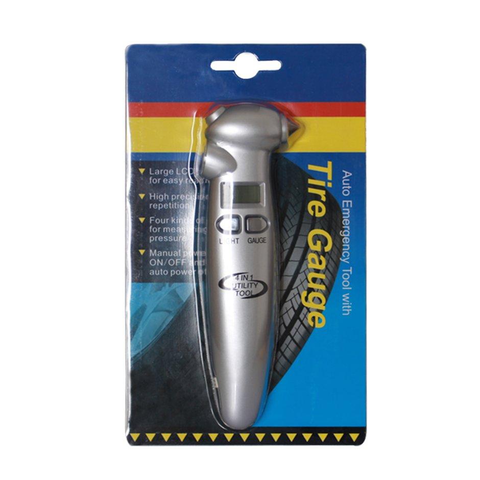 ELEC 4 In 1 Multifunctional หน้าจอ LCD ดิจิตอลยางเกจวัดความดันแบบพกพาเกจวัดความดันเครื่องมือสำหรับรถยนต์