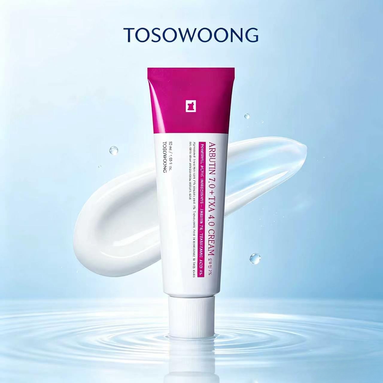 Tosowoong Arbutin 7% + Tranexamic Acid 4% Cream 50ml, Concentrated Skin Tone Adjusting Cream, Contains Arbutin 70,000 Ppm, Tranexamic Acid 40,000 Ppm, and Contains Niacinamide and Glutathione. Helps Reduce Dark Spots, Small Blemishes, and Acne Scars, Givi ราคา 518 บาท*ส่งฟรี