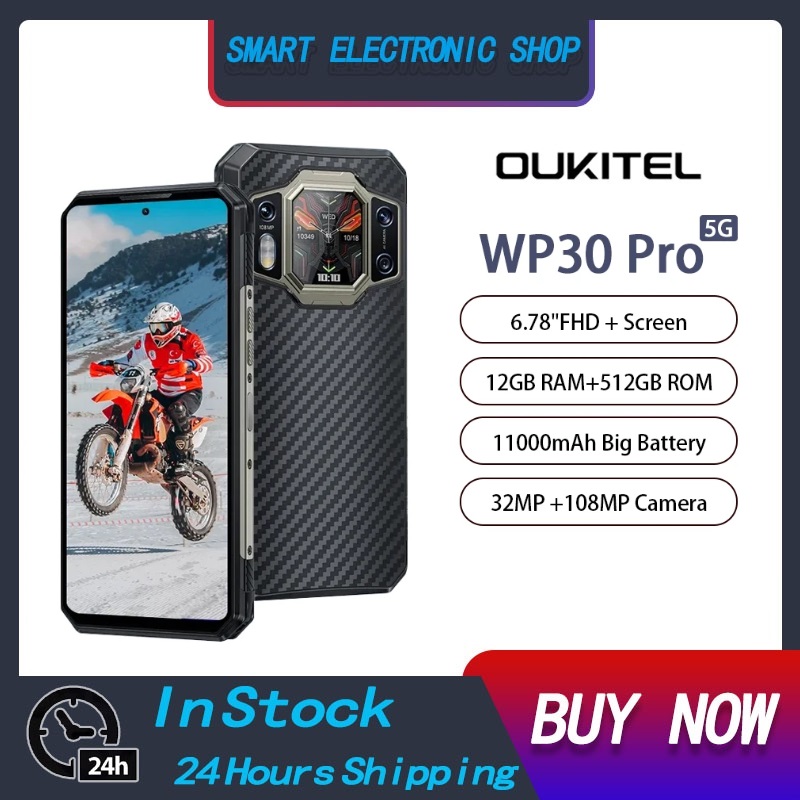 Oukitel WP30 Pro Global Version 5G Rugged Smartphone android 13 120W 6.78 Inch FHD+ 12GB+512GB 108MP 11000mAh Cell Phone NFC ราคา 16,000 บาท*ส่งฟรี