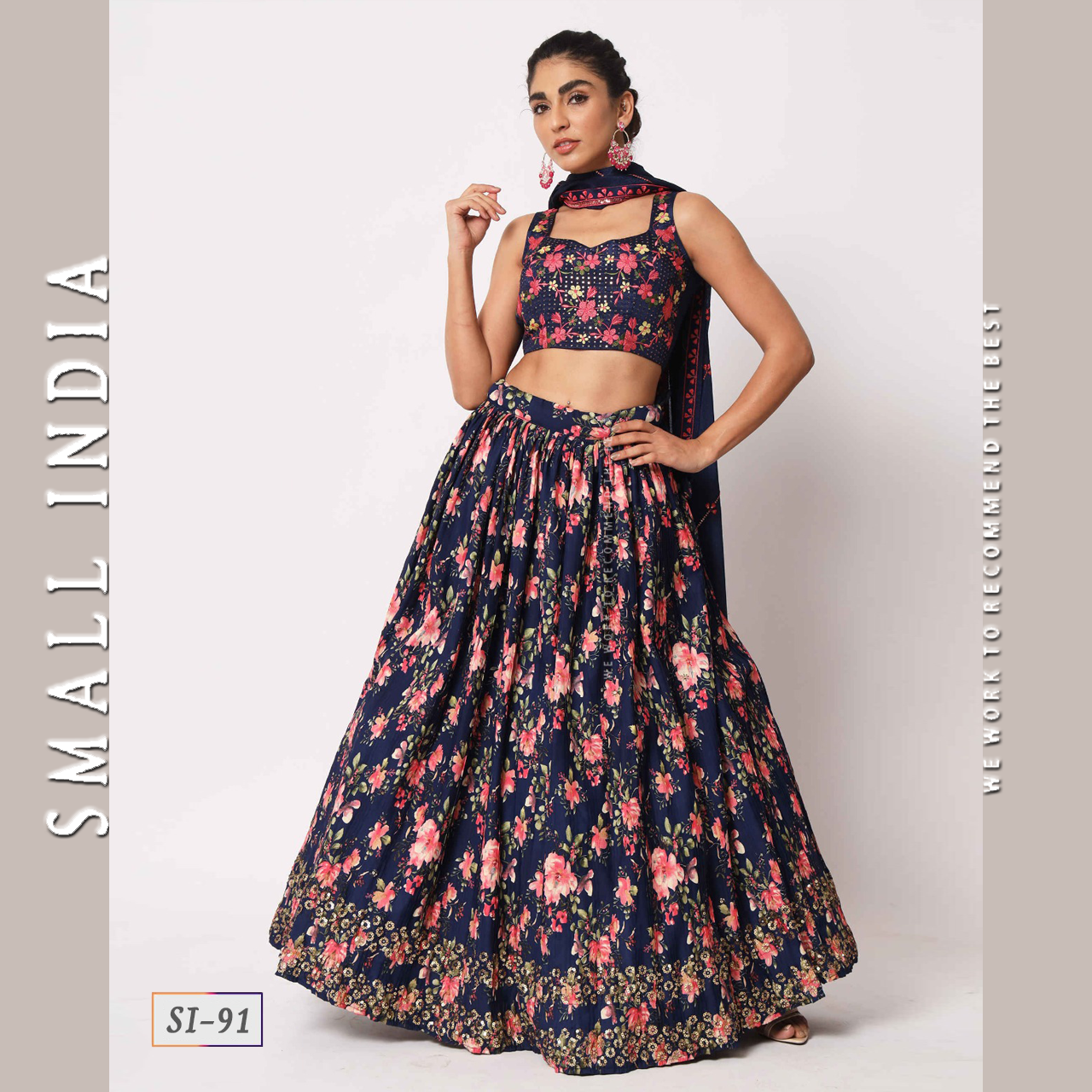 {**ส่งฟรี**} SMALL INDIA ✨🌷 Fabulous Art Silk Lehenga Choli ชุดเซ็ทเสื้อกระโปรง ✨🌷 Women Lehenga Choli Set ราคา 5,330 บาท*ส่งฟรี