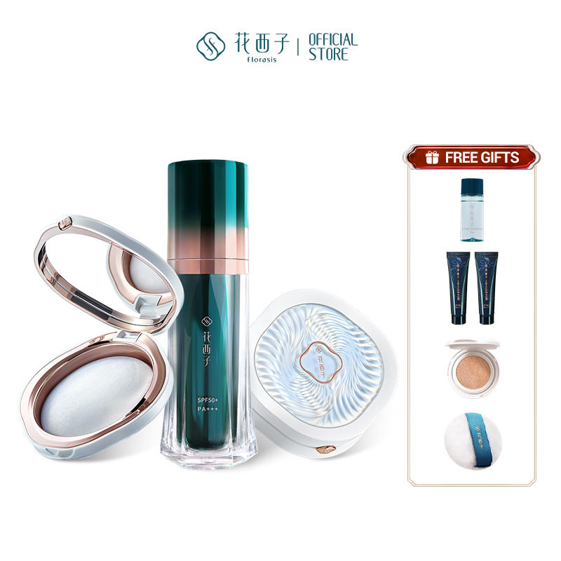 Florasis Flawless Jade New Season Must Have Sets Sunscreen Primer & Cushion Foundation & Setting Powder Set ราคา 3,630 บาท*ส่งฟรี