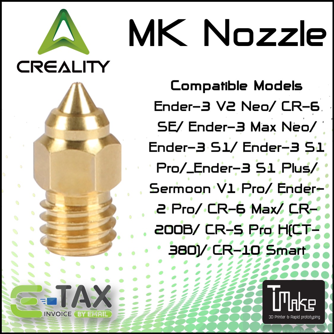 Creality MK Nozzle for Ender-3 V2 Neo/ CR-6 SE/ Ender-3 Max Neo/ Ender-3 S1/ Ender-3 S1 Pro/ CR-6 Max ราคา 31 บาท*ส่งฟรี