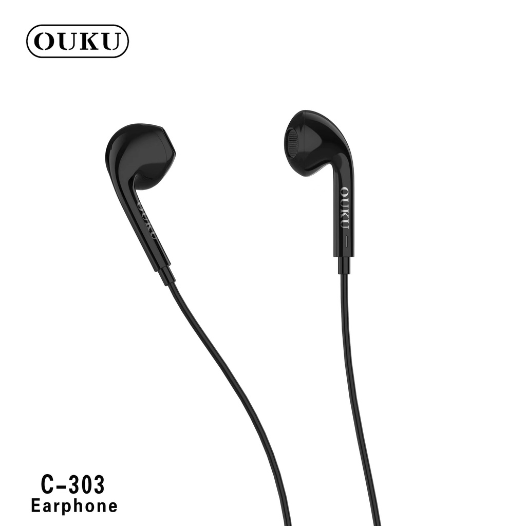 Ouku C303 small talk wired earphone with microphone answering/hang up sound good for all phones ราคา 78 บาท*ส่งฟรี