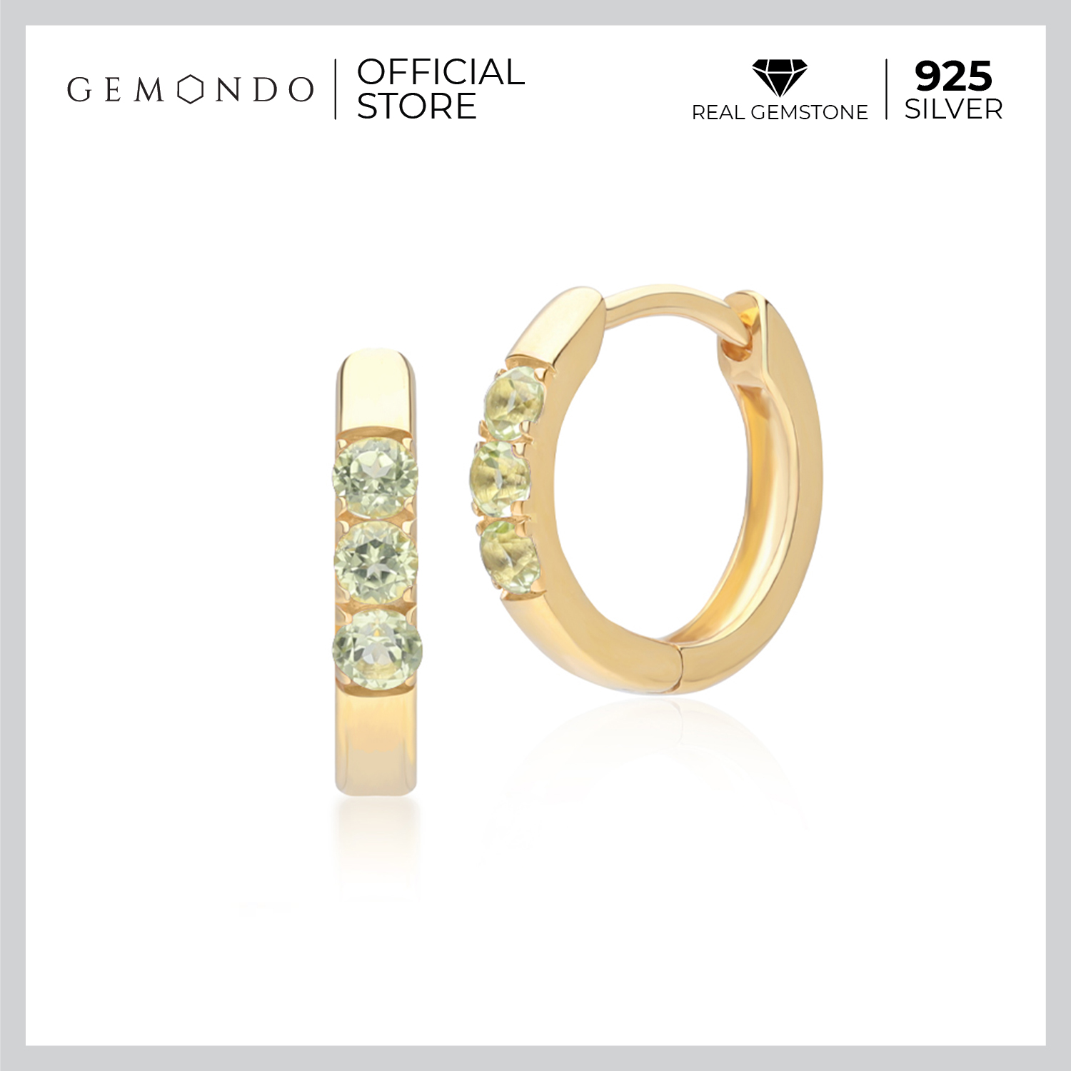 Gemondo 925 Yellow Gold Plated Sterling Silver Peridot Candy Huggie Hoop Earrings, Size M ราคา 9,160 บาท*ส่งฟรี