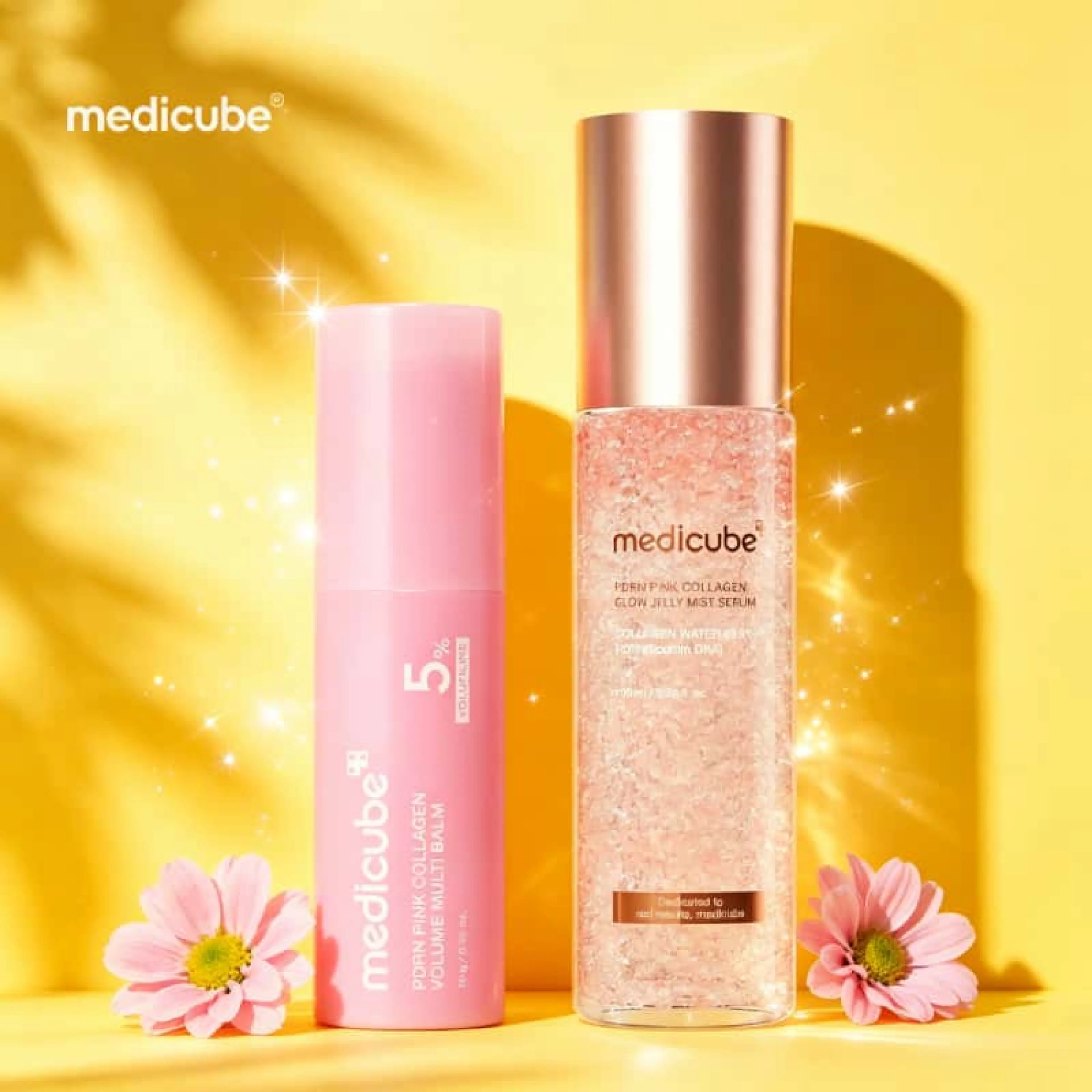 Medicube Pdrn Glow Duo Is a Combination of a Skin Care Cream and a Spray Serum in One Package, Which Contains Pdrn, Nad, and Pdrn Liposomal Collagen. It Absorbs Quickly and Contains 5% Volufiline for Smooth, Radiant Skin. It Can Be Used as Part of Your Da