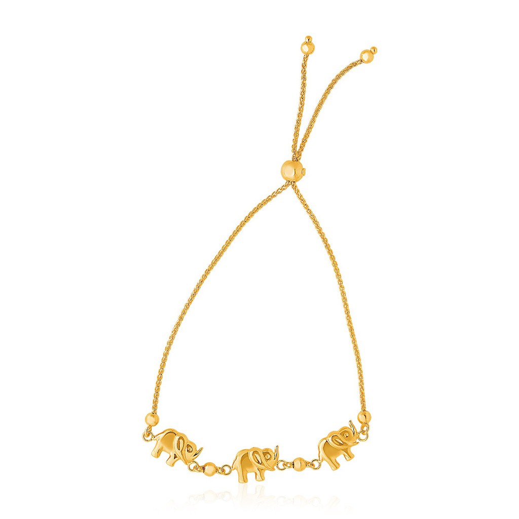 Nathalias Ny Lariat Bracelet, 14K Real Gold, Decorated with Three Elephants, with Drawstring (Pre Order 10-12 Days) ราคา 29,200 บาท*ส่งฟรี