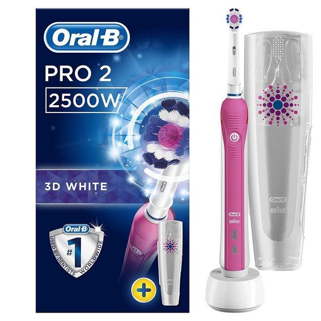 แปรงสีฟันไฟฟ้าเพื่อรอยยิ้มขาวสดใส กำแพงเพชร แปรงสีฟันไฟฟ้า Oral B Pro 2 2500W CrossAction Electric Toothbrush Rechargeable Powered By Braun
