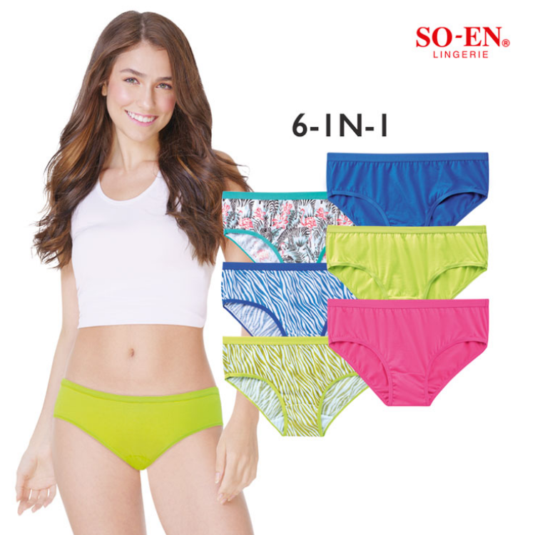 100% Original So-en Panty for Women New Style Bikini Cotton - 6pcs  High-Quality Ladies Fashion Lingerie. Soft & Sexy Comfort with  Antibacterial Hip Lifting 3D Slim Panties - Perfect for Teens! seamless
