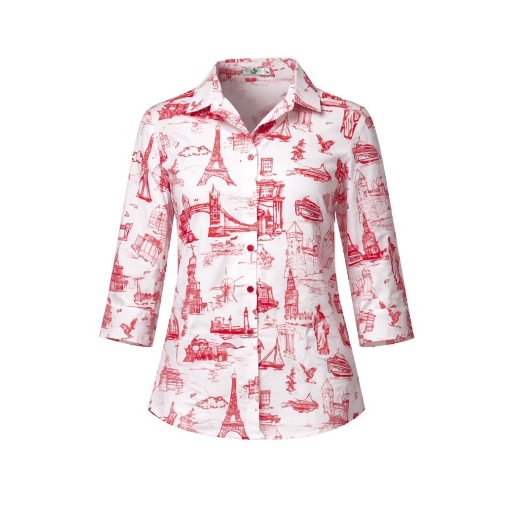 Gsp Woman's Shirt Red World Map Longsleeve Red Women's Shirt, Red World Map, Three-Quarter Sleeves, Red Color, Pcdjre. ราคา 2,100 บาท*ส่งฟรี