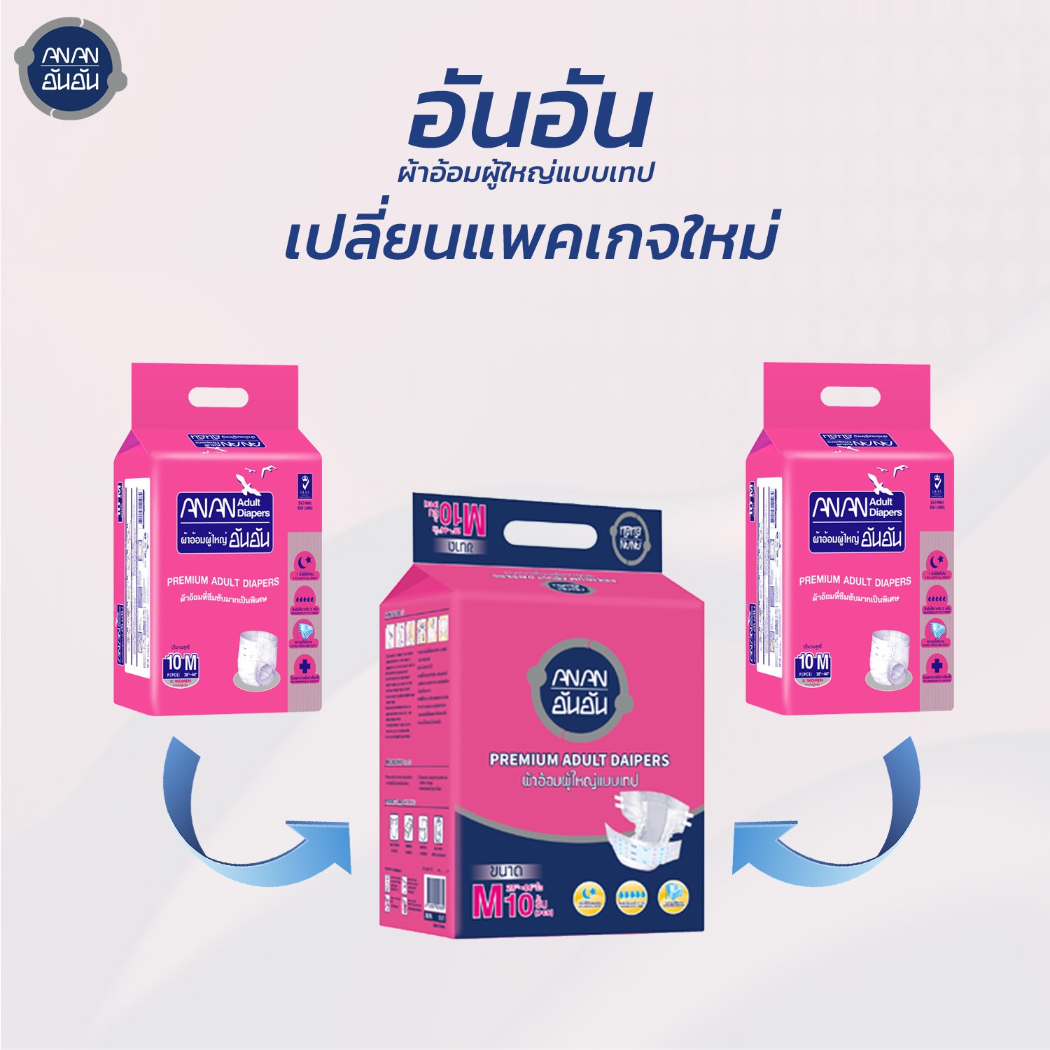 ข้อมูลเพิ่มเติมของ ANAN ผ้าอ้อมผู้ใหญ่ ไซต์ M แพ็ค10 ชิ้น (2ห่อ) อันอัน โค้ทไล้ท์หญิง