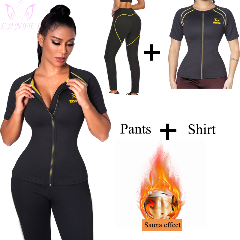LAZAWG Sweat Neoprene Weight Loss Sauna Suit Workout Shirt Body Shaper  Fitness Jacket Gym Top Clothes