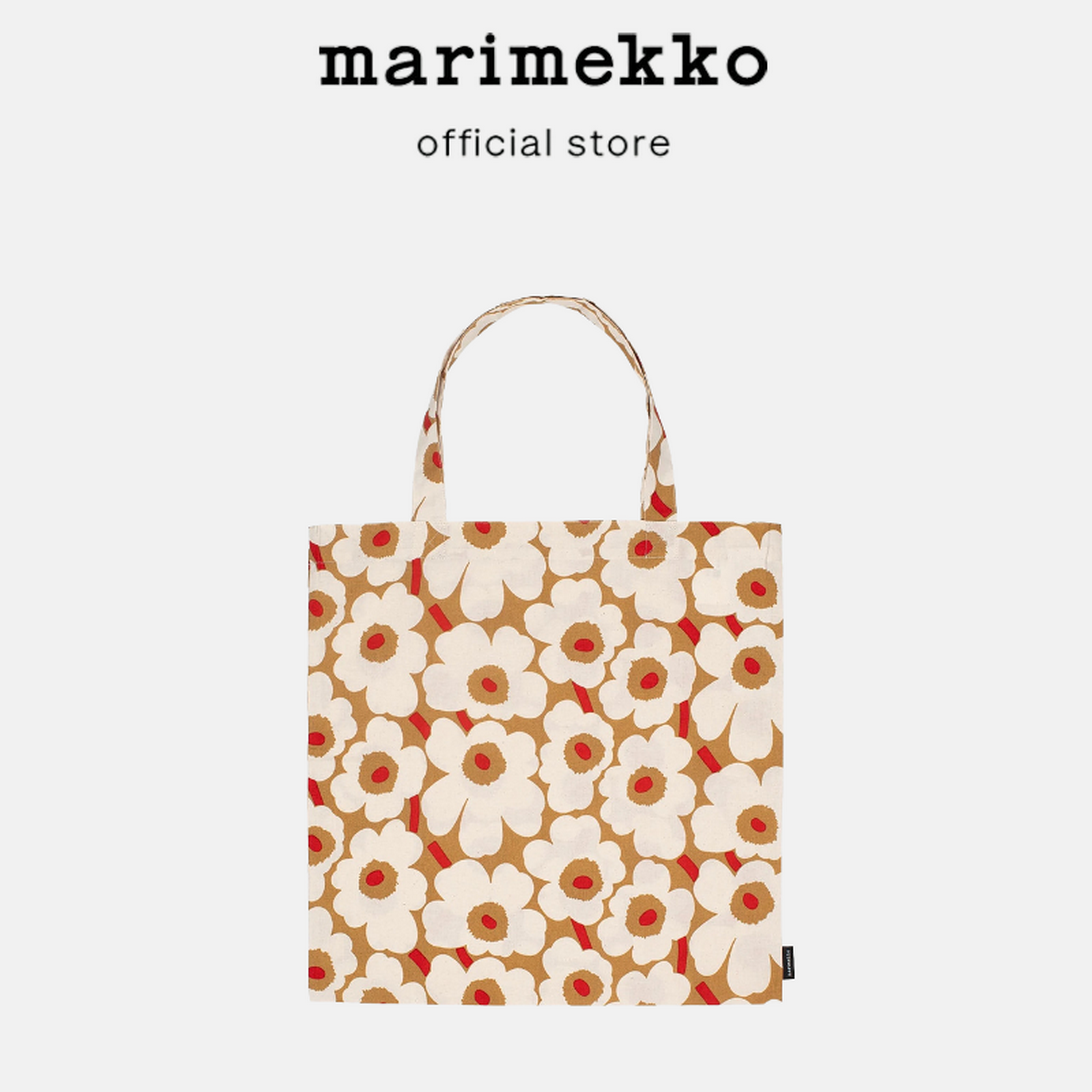 MARIMEKKO MINI UNIKKO BAG กระเป๋าผ้า กระเป๋าผ้าลายดอกไม้ ลายดอกไม้สีแดง ถุงผ้ารีดได้ กระเป๋าUnikko ถุงสีเหลือง ป๋าผ้าMarimekko Totebag 44X43CM ราคา 1,369 บาท*ส่งฟรี