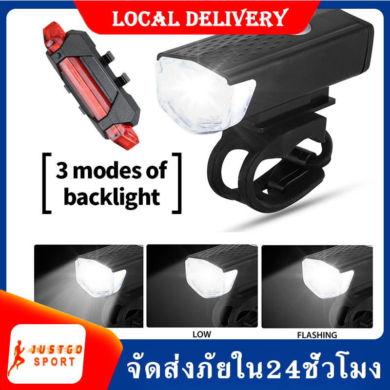 ไฟจักรยาน ไฟหน้าจักรยาน USB ไฟหน้าติดจักรยาน หน้า+หลัง ชาร์จไฟ USB  Rechargeable LED Bike Bicycle Cycling Headlight Front Light Tail Rear Lamp Waterproof SP-05