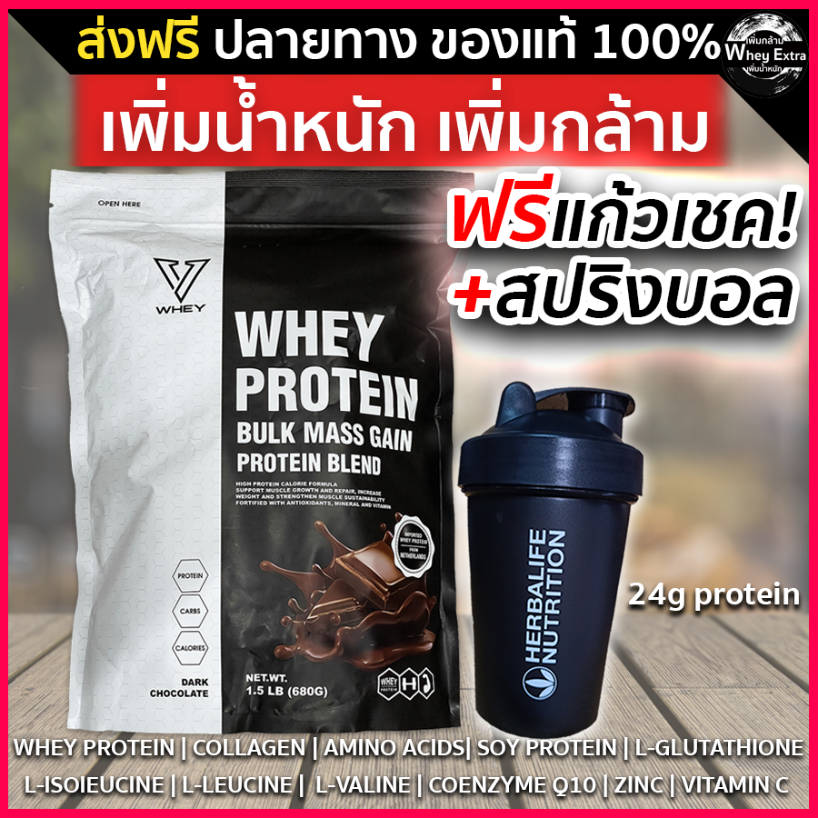 V WHEY เวย์โปรตีน เพิ่มกล้ามเนื้อ รสช๊อคโกแล็ต โปรตีน 24g แถมฟรีแก้วเชค ของแท้ มีผล Lab(ส่งฟรี) มีเก็บเงินปลายทาง