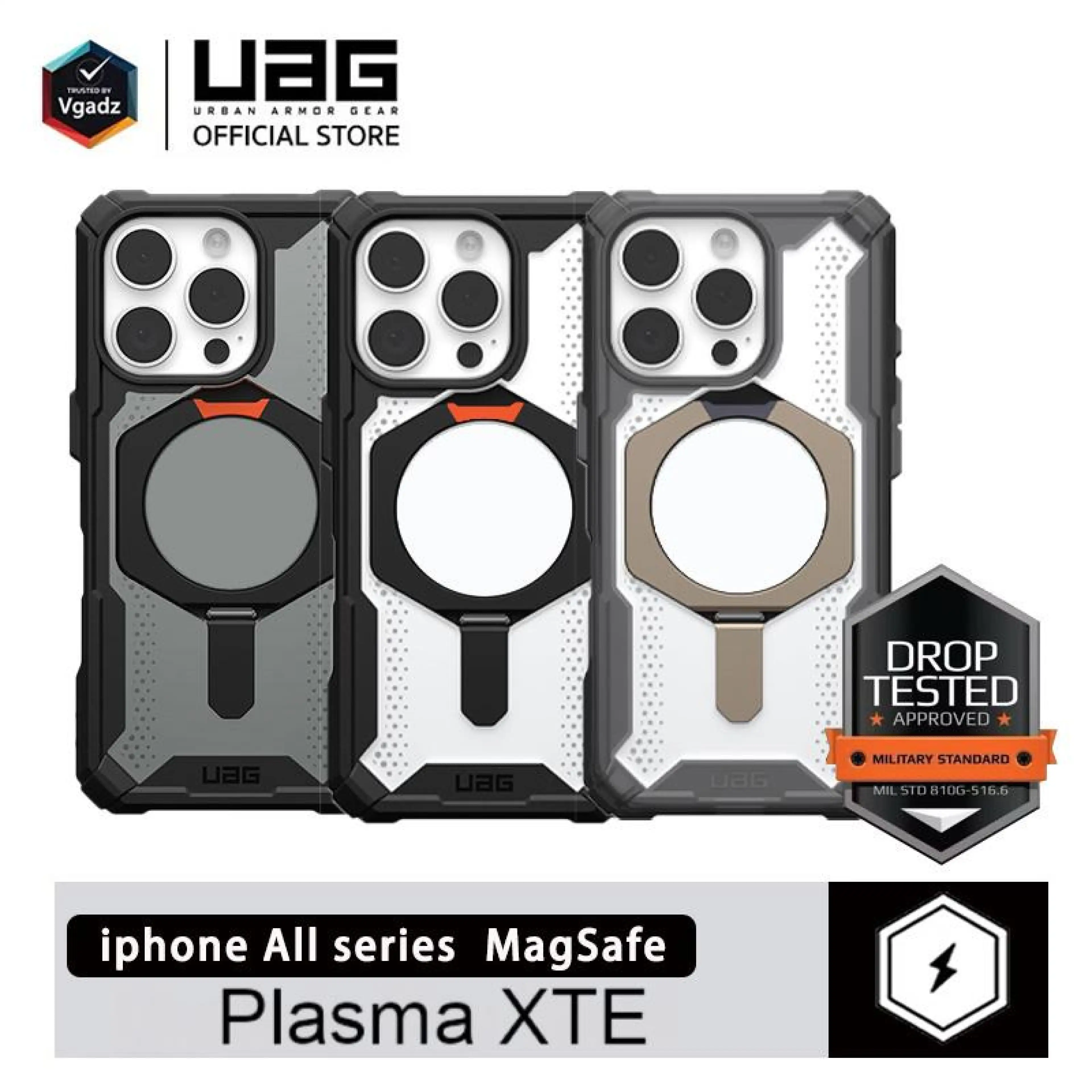 Uag Case for iPhone 16 / 15 / 14 / 13 / 12 Pro / Plus / Pro Max Model Plasma Xte with Magnetic, Supports Magnetic Charging. Strong Shock Protection