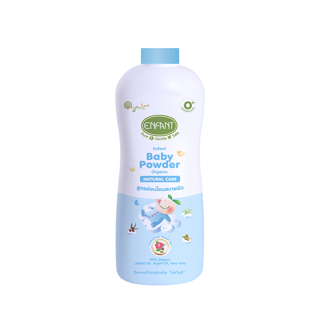 แป้ง Enfant สูตรใหม่ ENFANT BABY POWDER ORGANIC NATURAL CARE สีฟ้า 350 กรัม