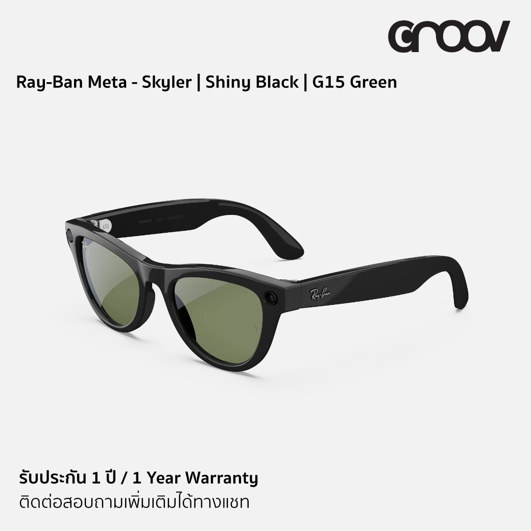 Ray-Ban Meta - Skyler | Shiny Black | G15 Green (Gen 1) by Groov.Asia ราคา 17,729 บาท*ส่งฟรี