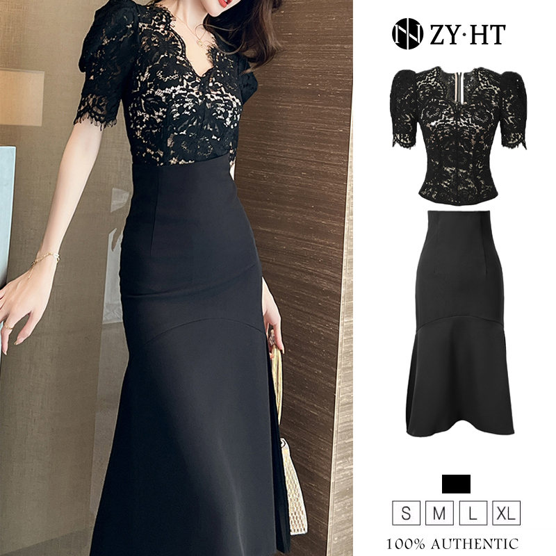 ZY.HT EraVogue ชุดเซ็ท 2 ชิ้น ผญ เสื้อแขนพอง+กระโปรงหางปลา เดรสผู้หญิง เดรสสีดำ ลูกไม้ เดรสทำงาน เดรสไฮโซ ชุดออกงาน 20488 ราคา 1,890 บาท*ส่งฟรี