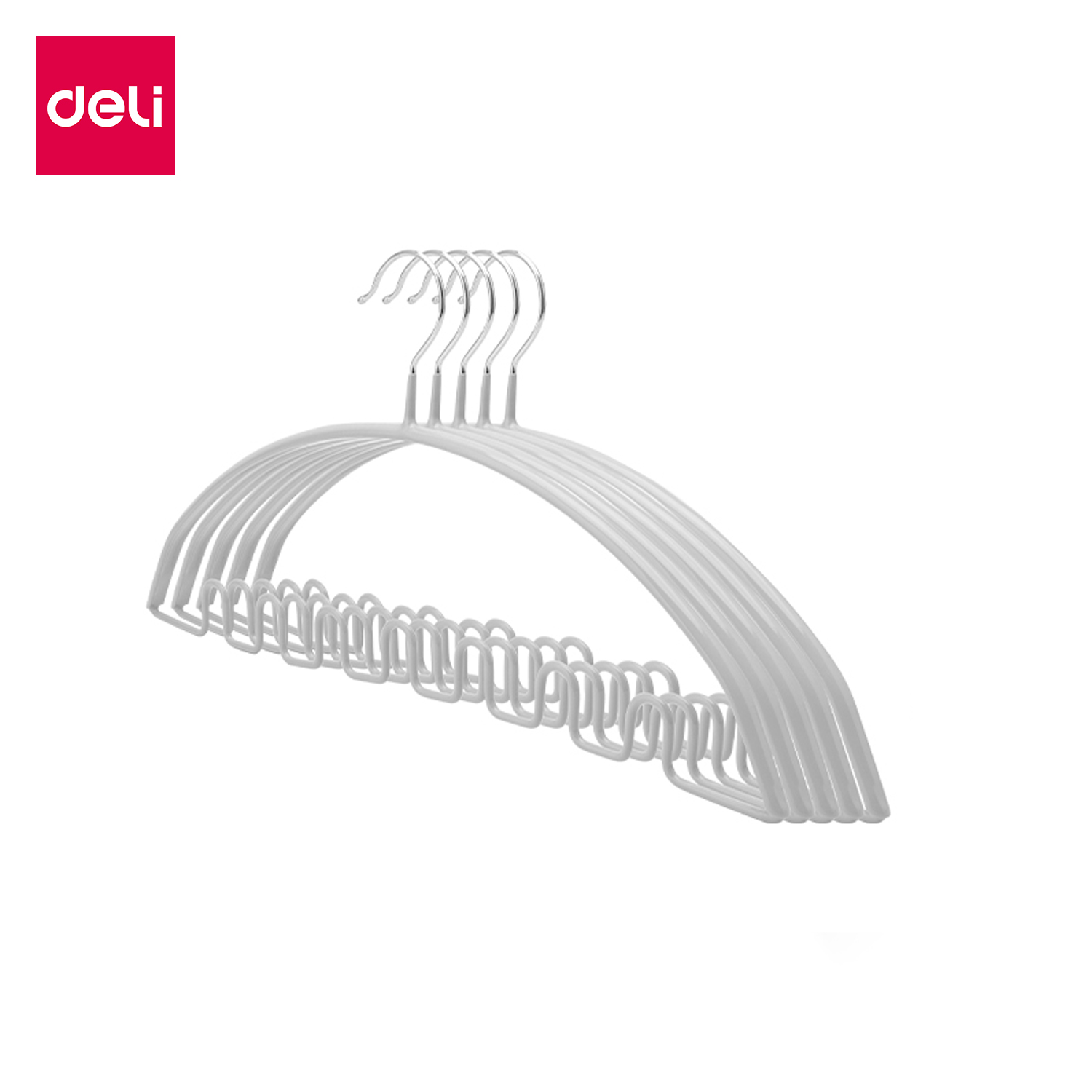 Deli ไม้แขวน ไม้แขวนผ้า เคลือบ 2ชั้น ใช้งานทั้งแขวนและตากชุดชั้นใน ป้องกันการเกิดสนิม วัสดุคุณภาพ ทนทานต่อทุสภาพอากาศ ใข้งานได้ยาวนาน Clothes hanger ราคา 99 บาท*ส่งฟรี