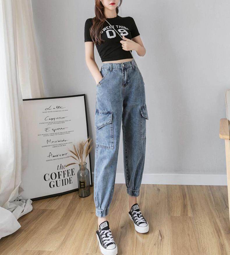 Women's Overalls Jeans Fashion Style Summer New Loose High Waist Nine  Points Straight Summer Jeans Korean Style Women Jeans | Lazada