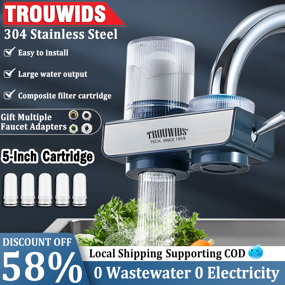 TROUWIDS Kitchen Water Filter Water Purifier Water Tap Filter Water Faucet Filter for Kitchen & Bathroom Penapis Air 水龙头过滤器 ราคา 190 บาท*ส่งฟรี