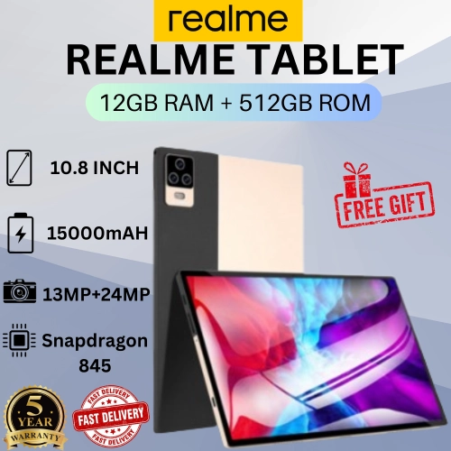 แท็บเล็ต REALME - Tablet 10.8 นิ้ว (ฟรี 9 รายการ) Android 11.0/ 12+512GB / 2 ซิม / 4G รับประกัน 5 ปี