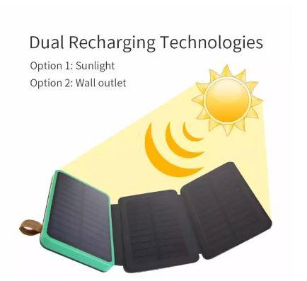 Solar Charger 4 Sun power Panel Portable Power Bank 12000mAh แบตสำรอง Power Bank พลังงานแสงอาทิตย์ 3 ระบบ กันน้ำได้