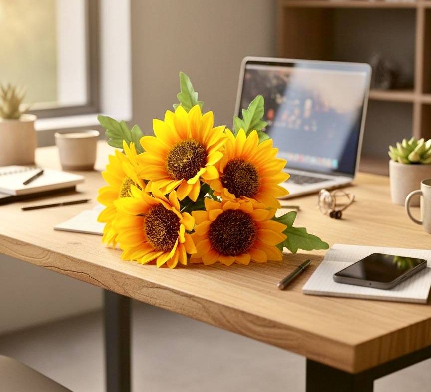 Sunflower, Fake Flower, 1 Stem Has 5 Flowers, Mini Sunflower, Model 2489 ราคา 19 บาท*ส่งฟรี