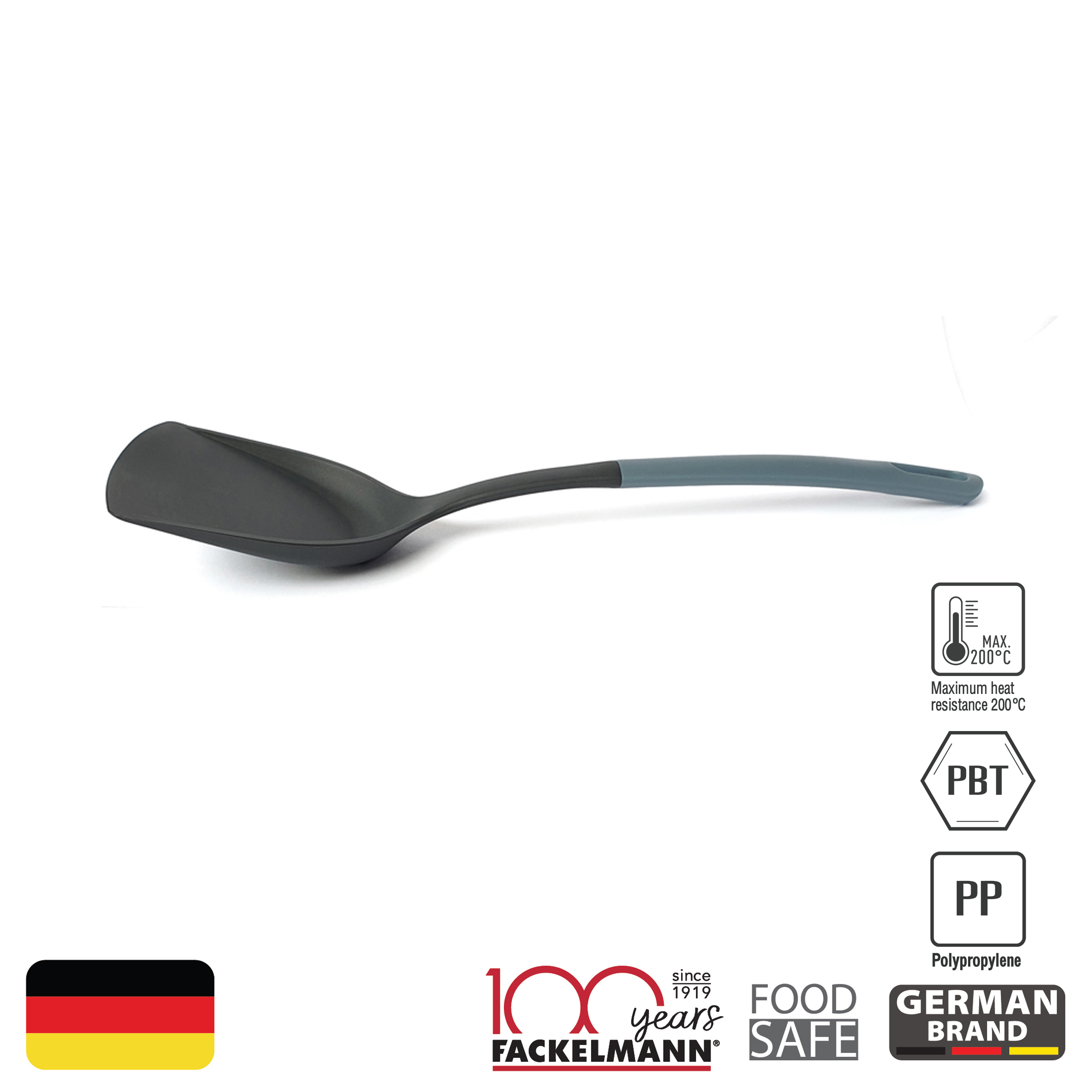 แฟคเคลมานตะหลิวเรียบ พีบีที FACKELMANN PBT TURNER WITH PBT HEAD and PP HANDLE 6944804572827 ราคา 83 บาท*ส่งฟรี