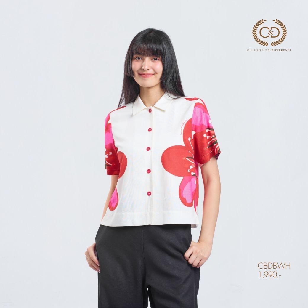 C&D Woman's Blouse Sakura Women's Shirt, Short Sleeve, White Cbdbwh ราคา 1,990 บาท*ส่งฟรี