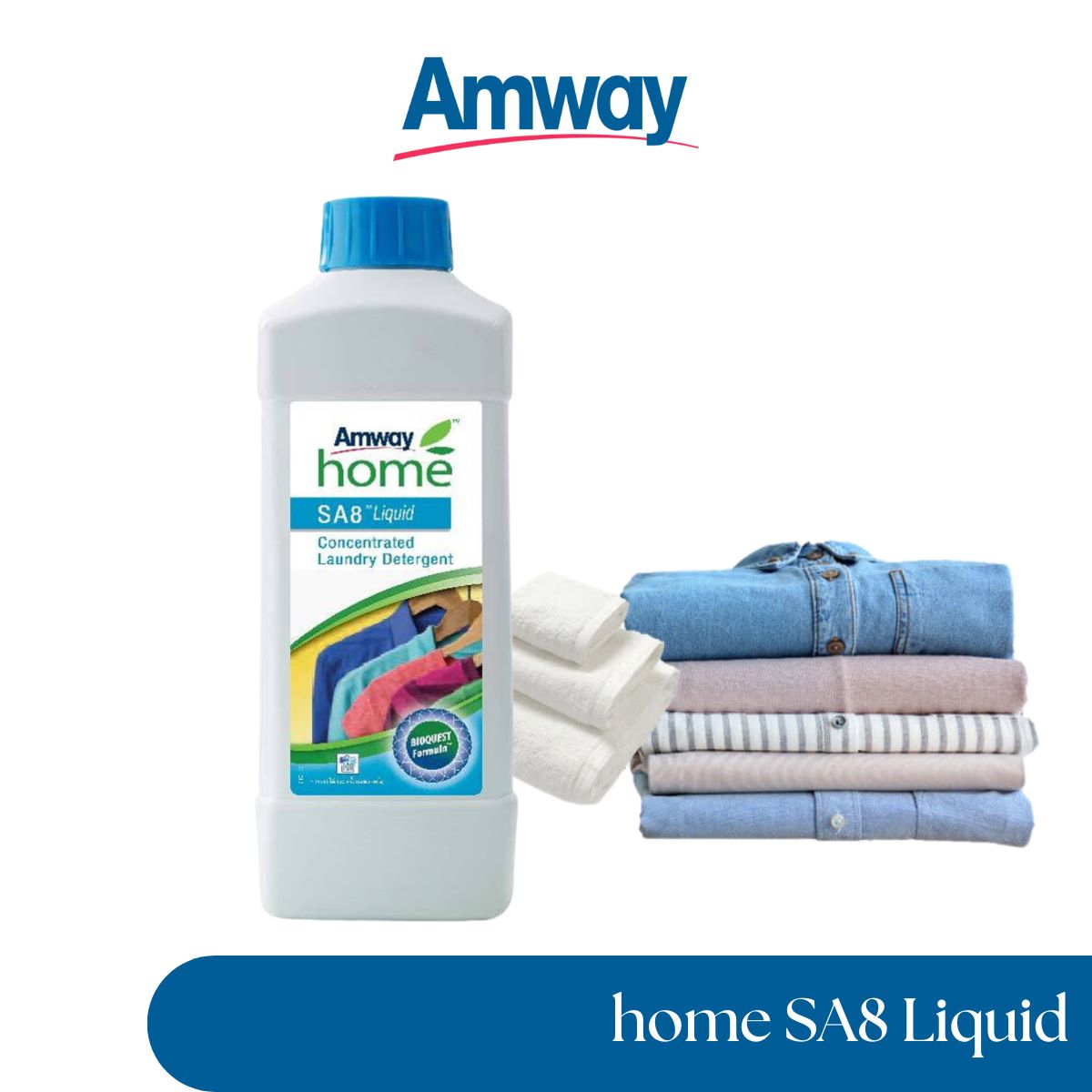 แอมเวย์ โฮม เอสเอ8 ผลิตภัณฑ์ซักผ้าชนิดเหลว สูตรเข้มข้น Amway SA8 Liquid คราบรอยเปื้อนและสิ่งสกปรก 1 ลิตร ราคา 735 บาท*ส่งฟรี