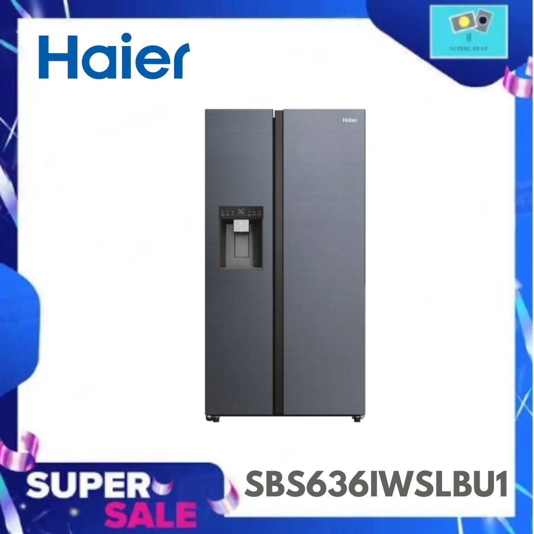 HAIER ตู้เย็น SIDE BY SIDE HAIER 21.8 คิว สีดำ อินเวอร์เตอร์ HRF-SBS636IWSLBU1 ราคา 32,990 บาท*ส่งฟรี