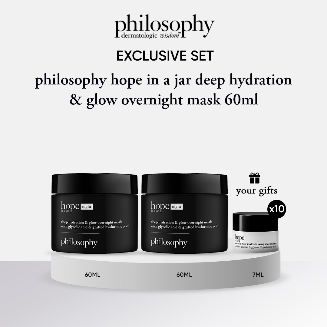 [Exclusive Set] Buy 2 Get 1 Free, Philosophy Hope in a Jar Deep Hydration & Glow Overnight Mask 60ml ราคา 5,200 บาท*ส่งฟรี