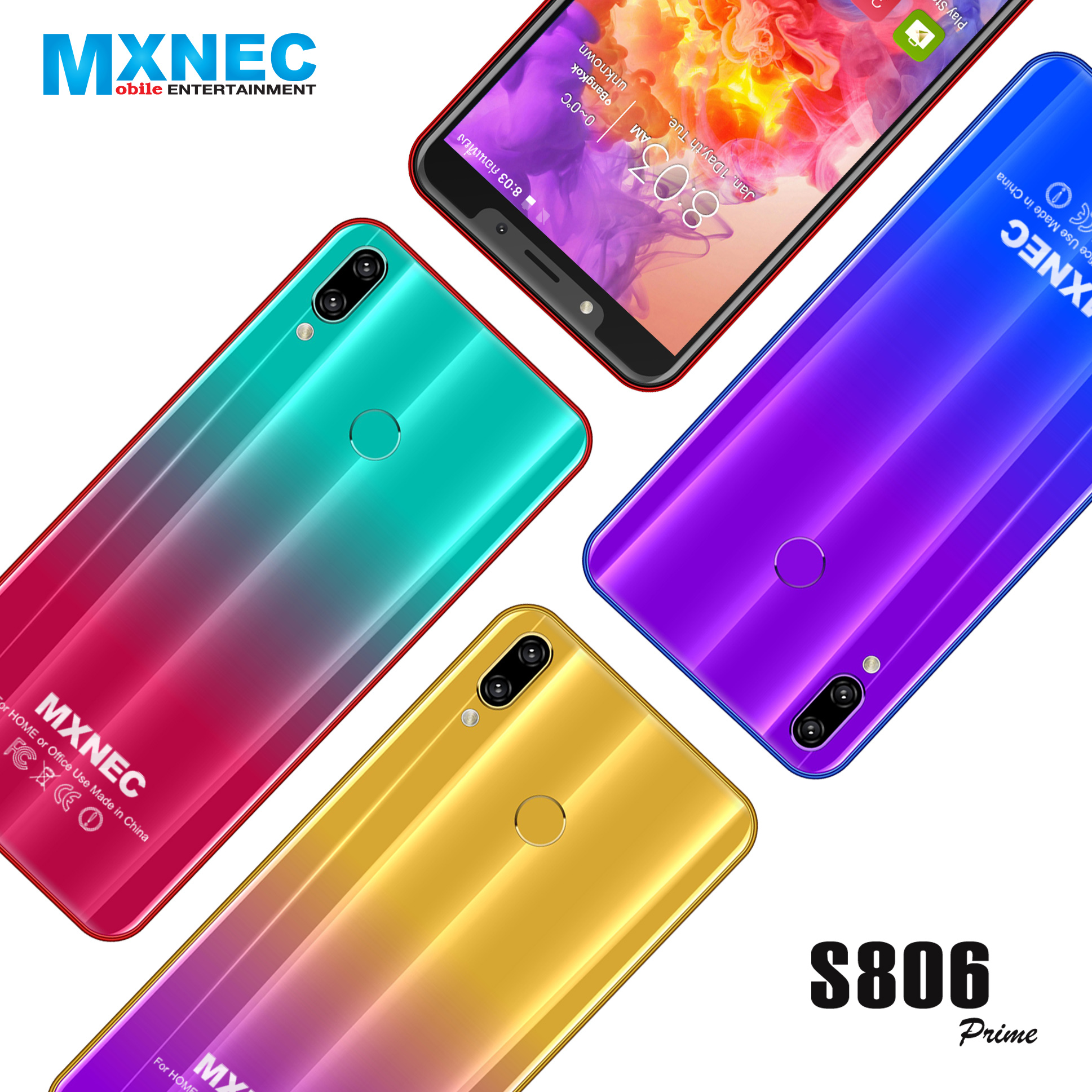 มือถือหน้าจอ 6 นิ้ว สีไล่เฉดสวย ๆ MXNEC S806 Prime [แรม 3GB ความจุ 32 GB] รับประกันศูนย์ 1 ปี ราคา 1,390 บาท*ส่งฟรี