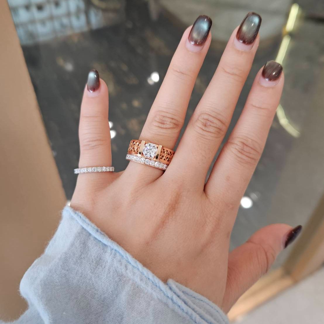 NEW IN! แหวนเพชรชู 1.01ct. ประดับเพชรบ่าข้าง 9k pink gold ,Lab grown diamond #R000285 ราคา 45,000 บาท*ส่งฟรี