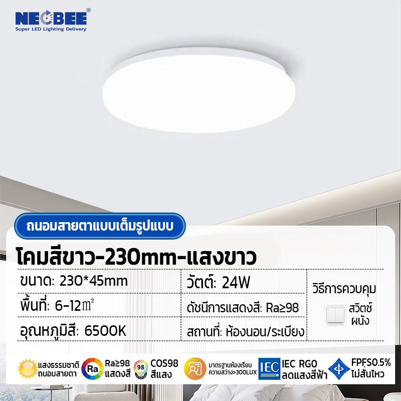 Kksafe โคมไฟเพดาน ไฟขนมปังLED โคมซาลาเปา 24W 36W 48W LED ทรงกลม สำเร็จรูปพร้อมหลอด โคมไฟ LED แสง DAYLIGHT