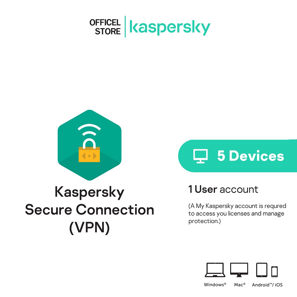 ส่ง Code ทาง Email Kaspersky Secure Connection VPN 5 Devices  Safe Wi-Fi Connection  Digital Code