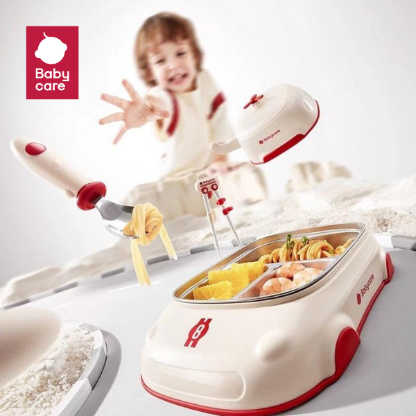 Babycare car ชุดบนโต๊ะอาหาร จานหลุม/ถ้วยอาหารเก็บอุณหภูมิ ความจุขนาดใหญ่ และตะเกียบ-ช้อนส้อม มาพร้อมดีไซน์น่ารัก รถซุปเปอร์คาร์-เครื่องบิน เหมาะสำหรับเด็ก6 เดือนขึ้นไป ราคา 390 บาท*ส่งฟรี
