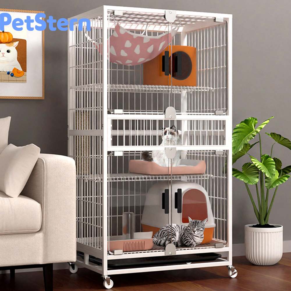 PetStern 3-Layer Large Cat Cage, Cat Cage with High Clear Acrylic Door, Cat Condo, Easy to Assemble, Removable, Large Area ราคา 2,459 บาท*ส่งฟรี